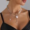 Cold feeling love necklace irregular transparent stone beaded OT stick necklace