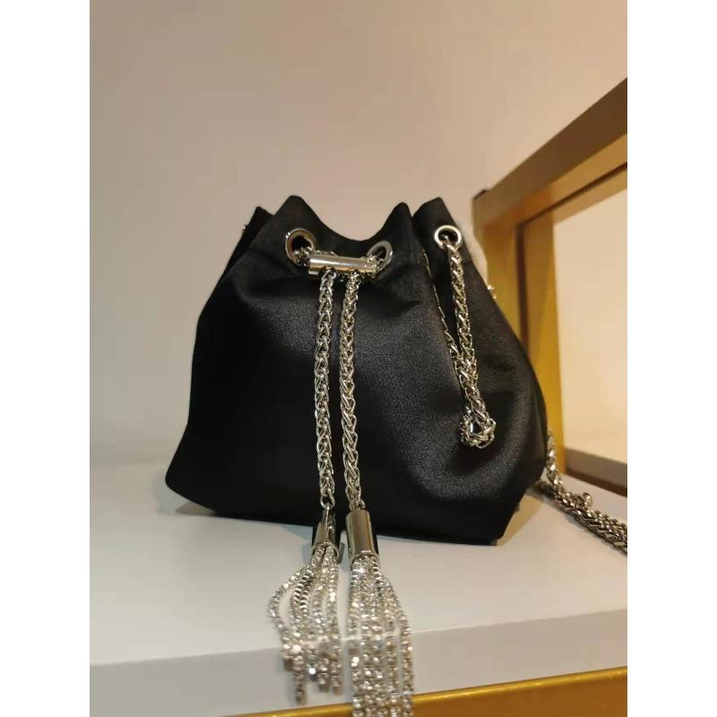Women Bag High Quality Silk Bucket Bags Diamonds Female Personalized Shoulder Tassels Chains Handbags For Women Crossbady Bag