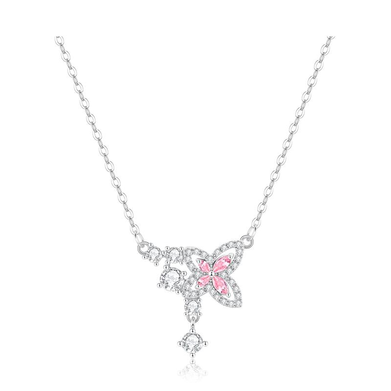 barbie Necklace Butterfly Wing Sweetheart Sparkling Exquisitely Sweet and Elegant Temperament Niche Design Adjustable Clavicle Chain Copper Ba2507015