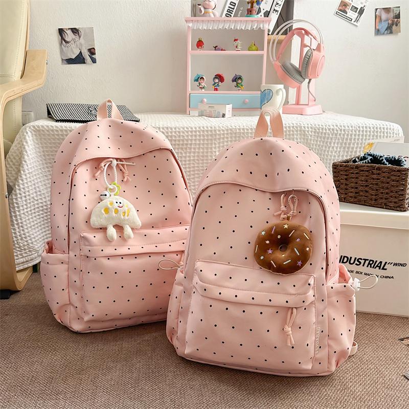 Dot Print Student Schoolbag Large Capacity Women's Backpack