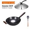 Zhangqiu Hand-Hammered Uncoated Non-Stick Wrought Iron Stir-Fry Wok with Spatula