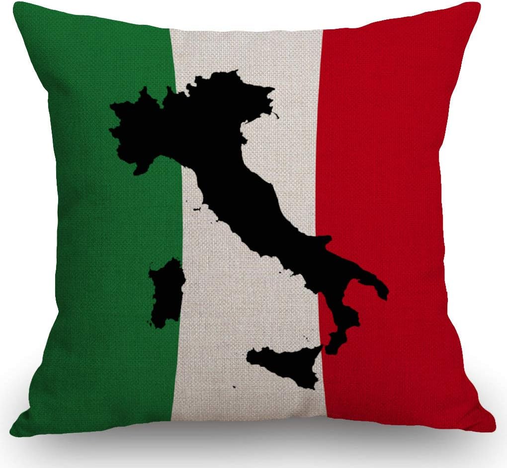 Italy Flag Map Pillow Cover Italian Tricolor Country Silhouette Cushion Case Europe Travel Theme Home Decor Throw Pillowcase