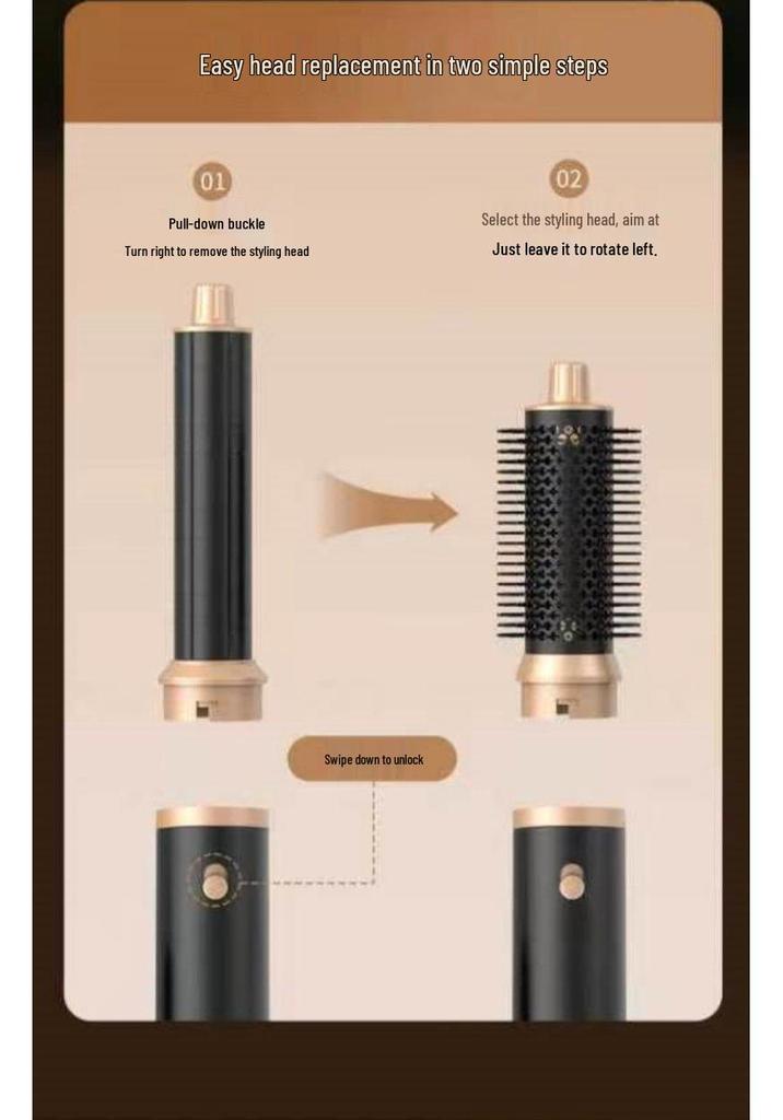 Cross-border Exclusive 5-in-1 Hair Dryer & Styling Comb with Detachable Nozzle and Self-Suction Curling Iron