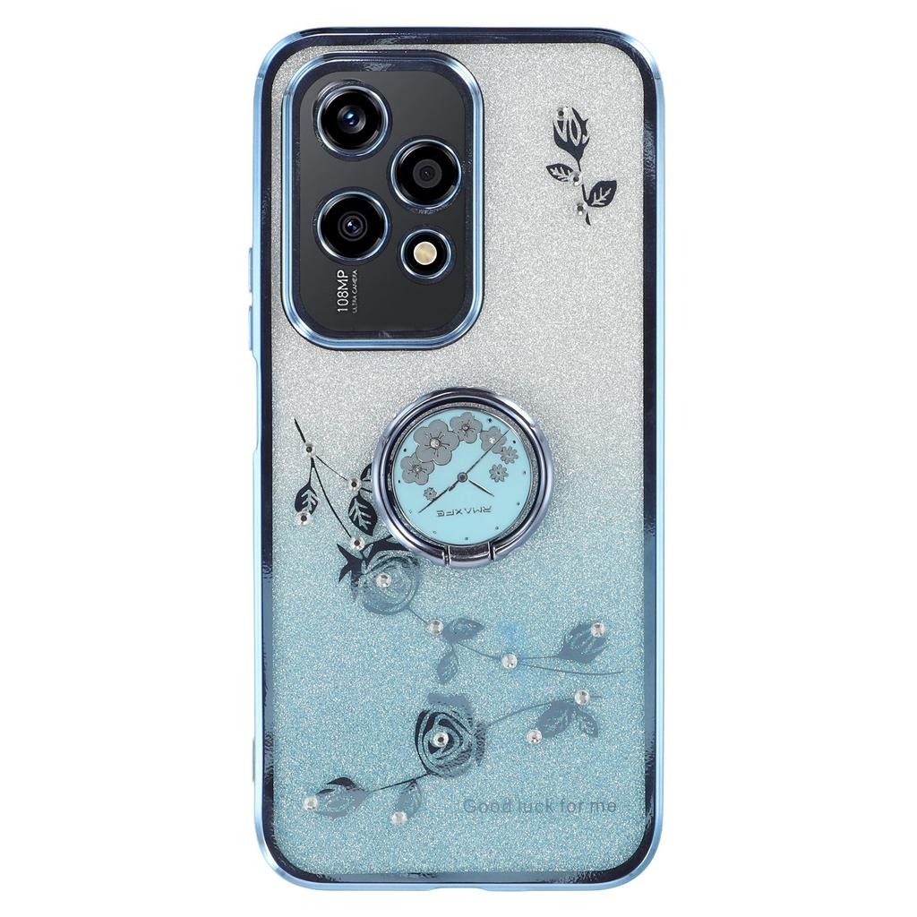 KADEM Für Honor 200 Lite Hülle mit Ringhalter Blumen Design TPU Glänzende Handyhülle