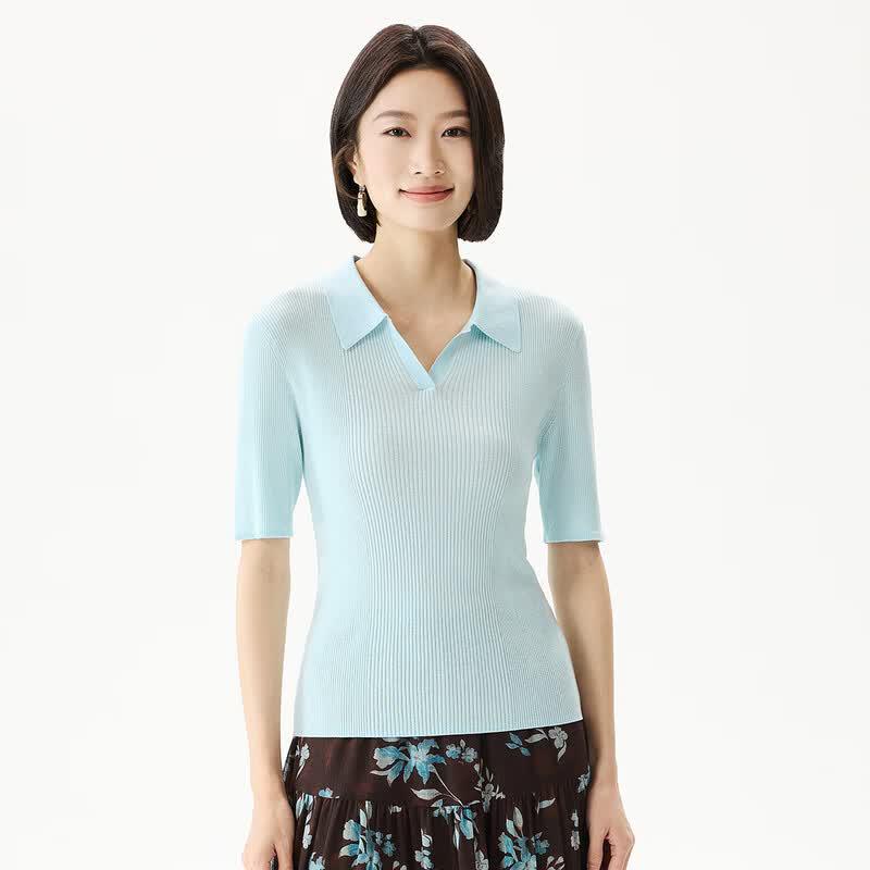 Beifanglu Lyocell Blend Polo Knit T-shirt XL