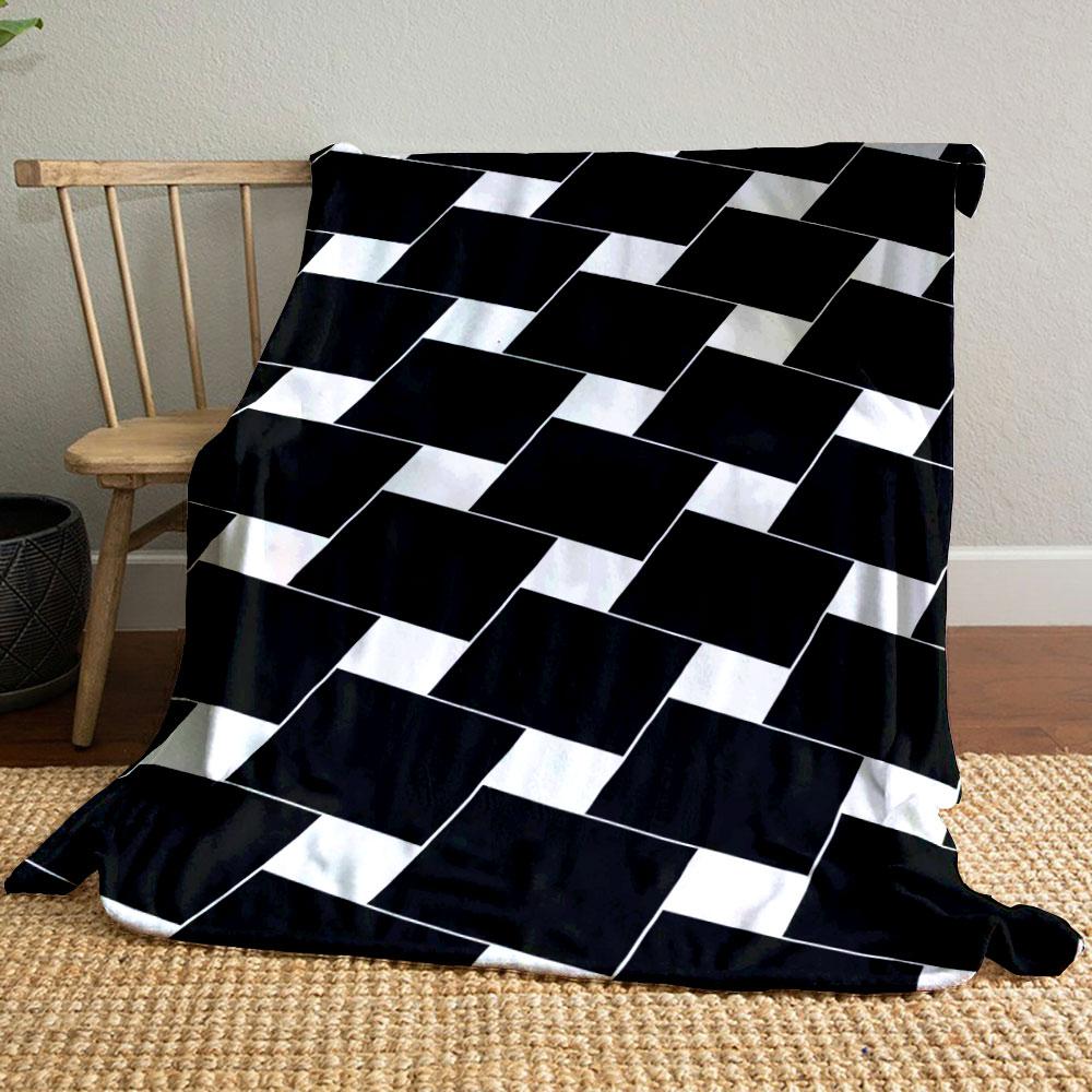 Alternating Black Parallelograms Arranged Diagonally with White Gaps. for All Seasons Blanket Lunch Break Throw Gift
