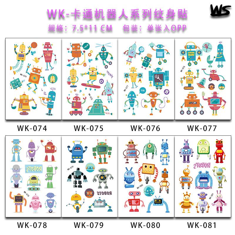 Kinder Cartoon Baustellenfahrzeug Tattoo Aufkleber, Junge Weltraum Bagger Roboter Auto Gesichtsaufkleber