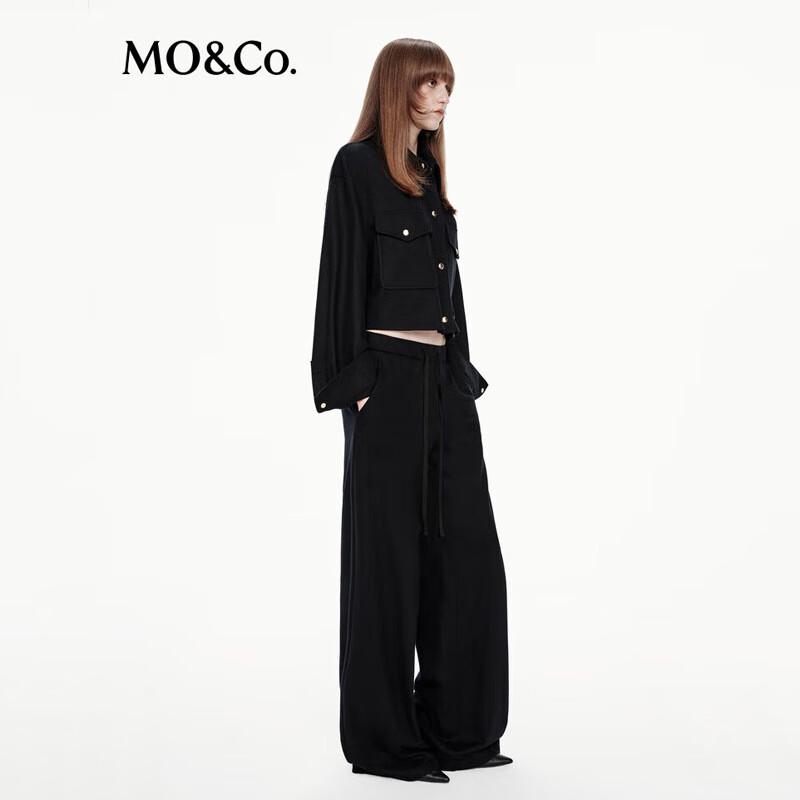 MO&Co. Women's Lightweight Wool Blend Wide-Leg Trousers