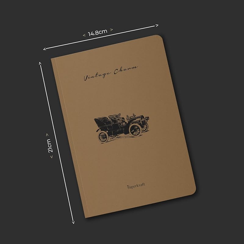 

Paperkraft Vintage Series - Brown Kraft With Automotive Theme : 210 Mm X 148 Mm,176 Pages, Unruled, Sewn & Perfect Bound 21 x 14.8 x 1 Centimeters коричневий