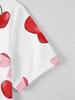 Men's Short-Sleeve Polo Shirt with Cherry Print & Pink Bow Accent - Button-Up Lapel Collar, Full-Body Cherry Pattern Suitable for Dates, Beach