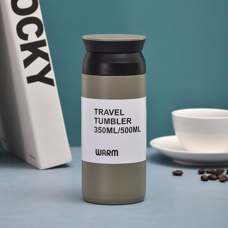 Moderne Eenvoudige Roestvrij Staal Koffiekopje Japanse Element Draagbaar Cadeaubeker met Deksel Draagbaar Buiten Gebruik Beker Duurzaam 350ml