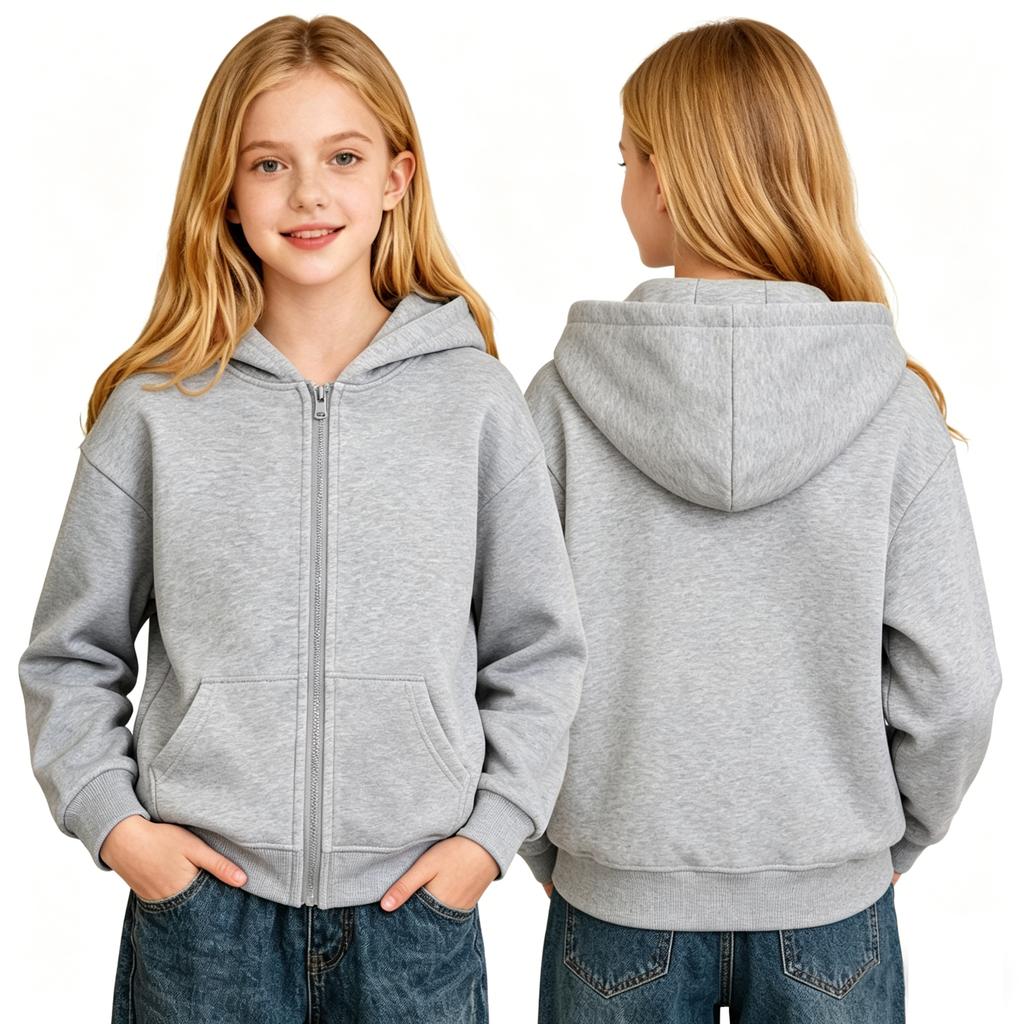 Giacca con Cappuccio e Zip Lunga Manica Casual Comfort Capospalla per Ragazze