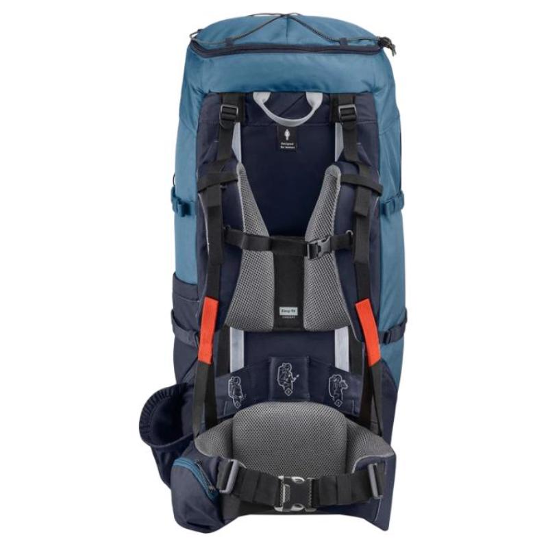 DECATHLON 60L Trekking Solid Colour Versatile Polyester Outdoor Hiking Bag Backpack School Bag Women's Blue Grey