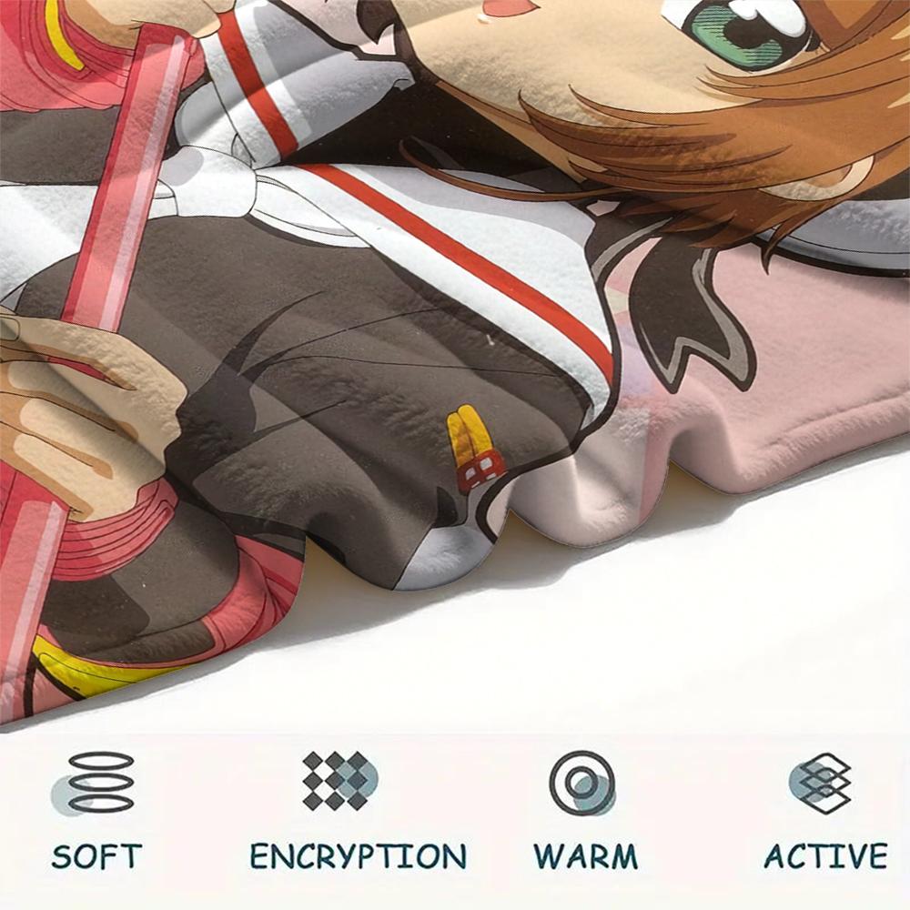 1PC Cardcaptor Sakura Print Flannel Blanket, High Quality All Seasons, Home Decor, Warmth and Comfort, Perfect for Christmas Gifts