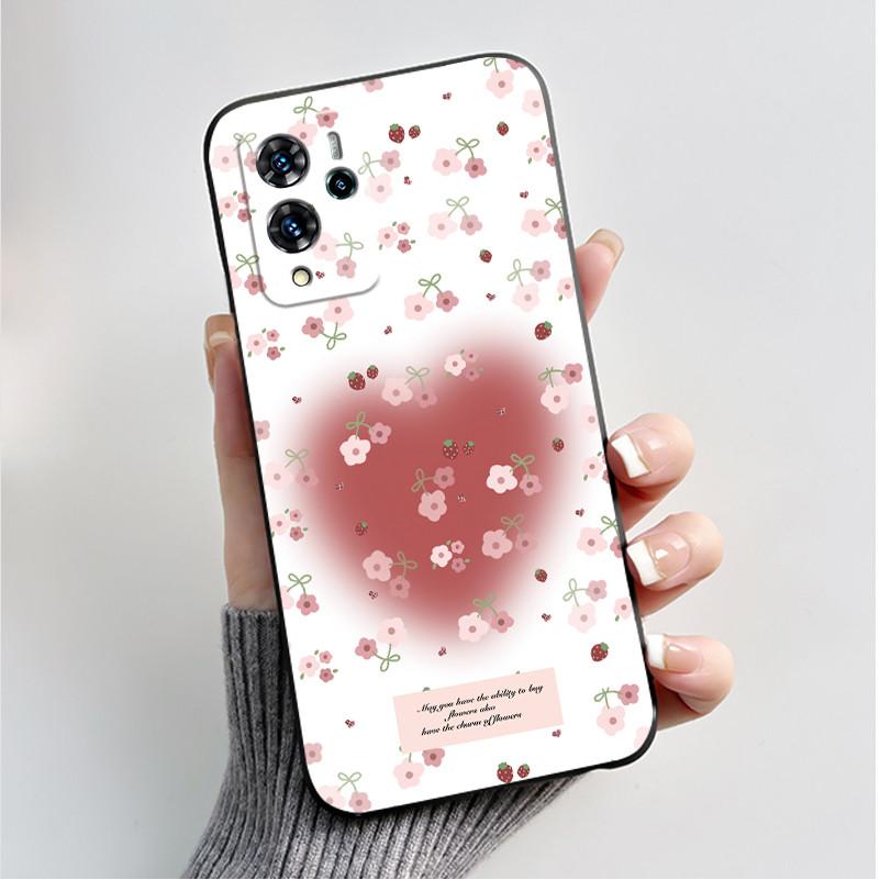 For ZTE V40 Pro 9046 Case Black Jelly Soft Silicone TPU Butterfly Flowers Pattern Phone Casing For ZTE Blade V40 Pro Back Cover