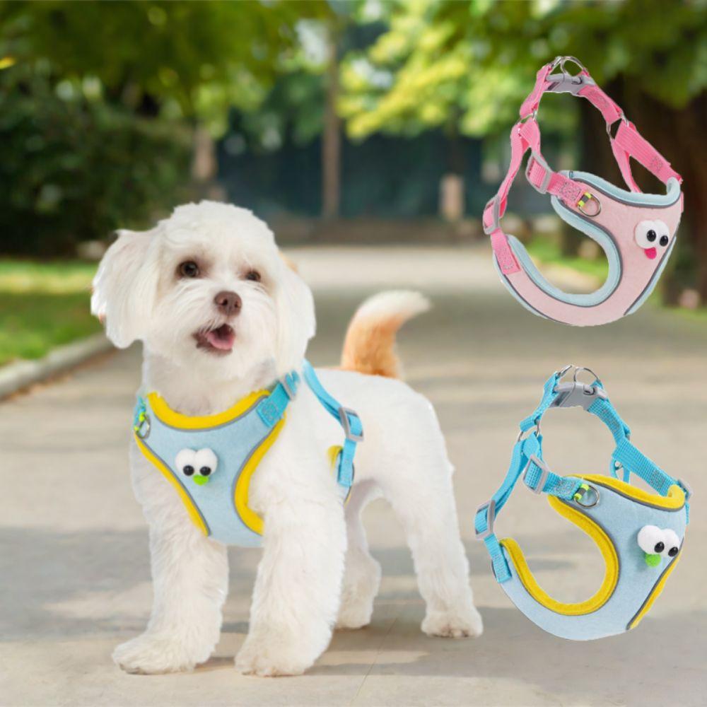 Big Eyes Dog Harness Vest Cartoon Dog Harness and Leash Set Cat Chest Straps  for Dogs Cats