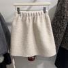 Korean High-Waisted Curly Fur A-Line Skirt - 2025 Autumn/Winter Petite Fashion, Elastic Waist, Slimming Design