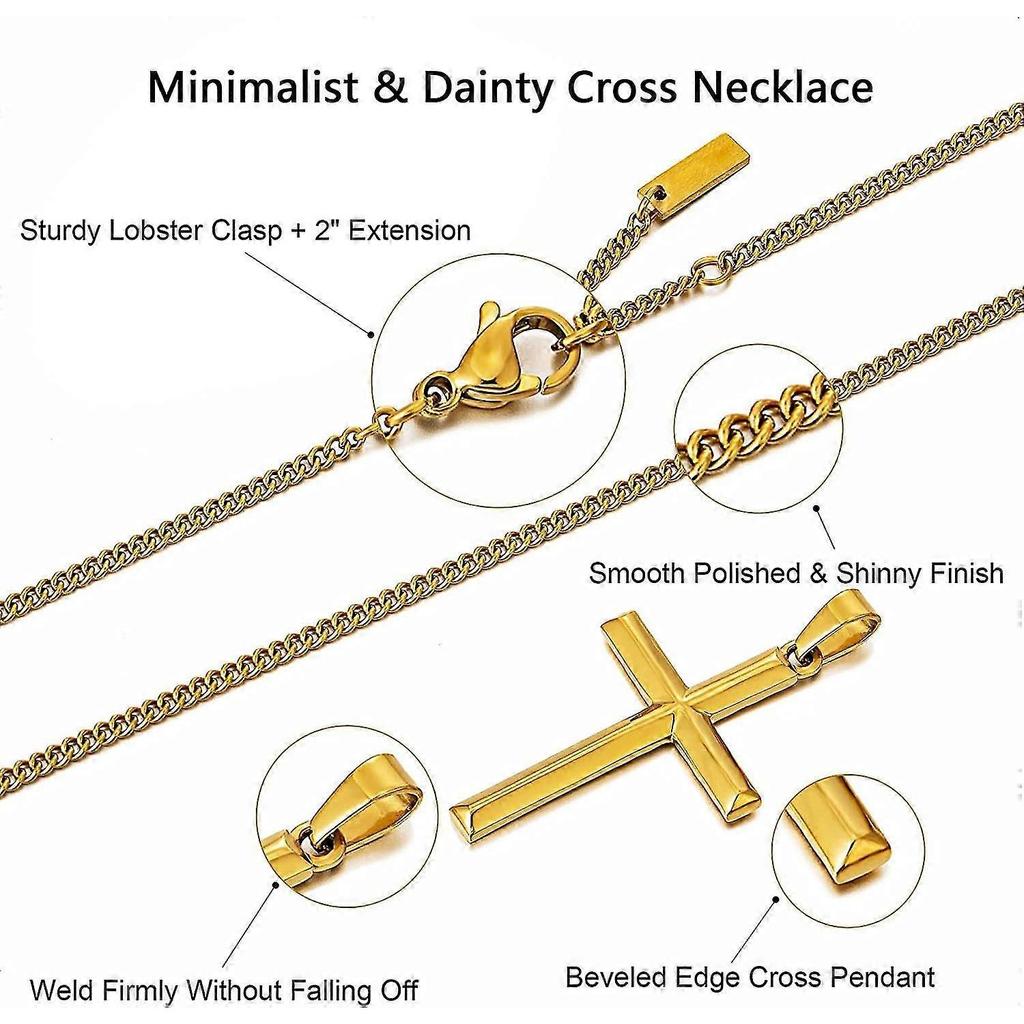 Cross Necklace For Men. Stainless Steel Necklace With Cross Pendant. Cuban Link Cross Chain Necklace. Simple Jewellery Gift