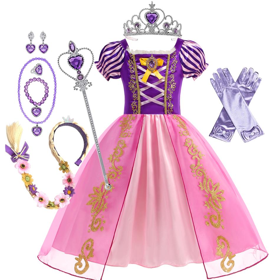 Mädchen Rapunzel Prinzessinnenkleid Rapunzel Kostüm Prinzessin Halloween Geburtstag Karneval Party Vestido Kinder Geburtstagskleid