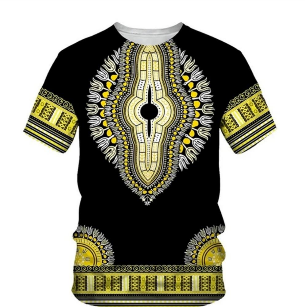 African Traditional Pattern T-Shirts 3D Print Men Summer Short Sleeve T Shirt Harajuku Retro Ethnic Style Tees Top Men Clothing