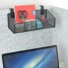 Hanging Floating Shelves - Metal Mesh Cubicle Storage Organizer with 5 Plastic Hangers (Black)