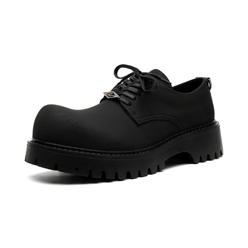 

Чжан Цзе, те же самые толстые подошвы с завышенной высотой, модные мужские туфли Дерби с передовым чувством британского стиля, круглые кожаные туфли для парикмахеров 1029-A 38 чёрный