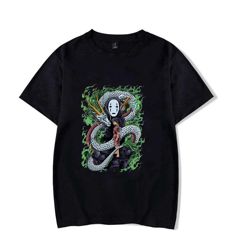 Hot Anime No Face Man Ogino Chihiro Printing T-shirt Women Men Fashion Short Sleeve Street Casual Personality Summer T-shirt
