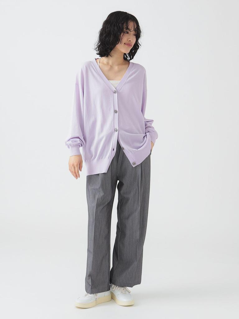 B:MING LIFE STORE by BEAMS Women's L/S Knit Sheer Oversized Cardigan, Lavender, One Size