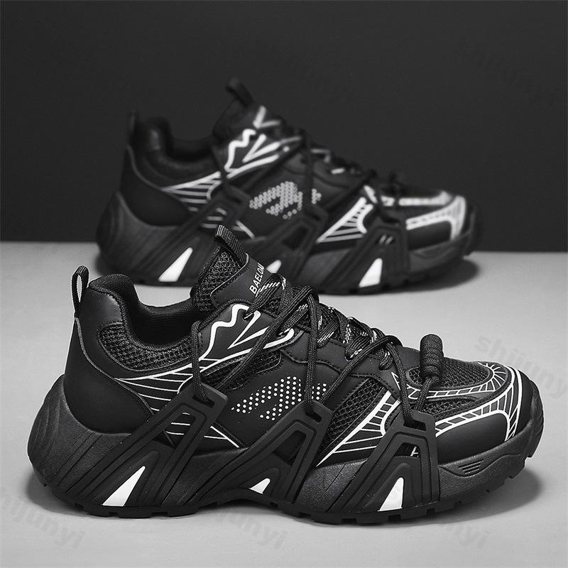 Outdoor Men's Running Shoes Spring Autumn Fashion Cross Tied Platform Sneakers Comfortable Height Increase Non Slip Casual Shoes
