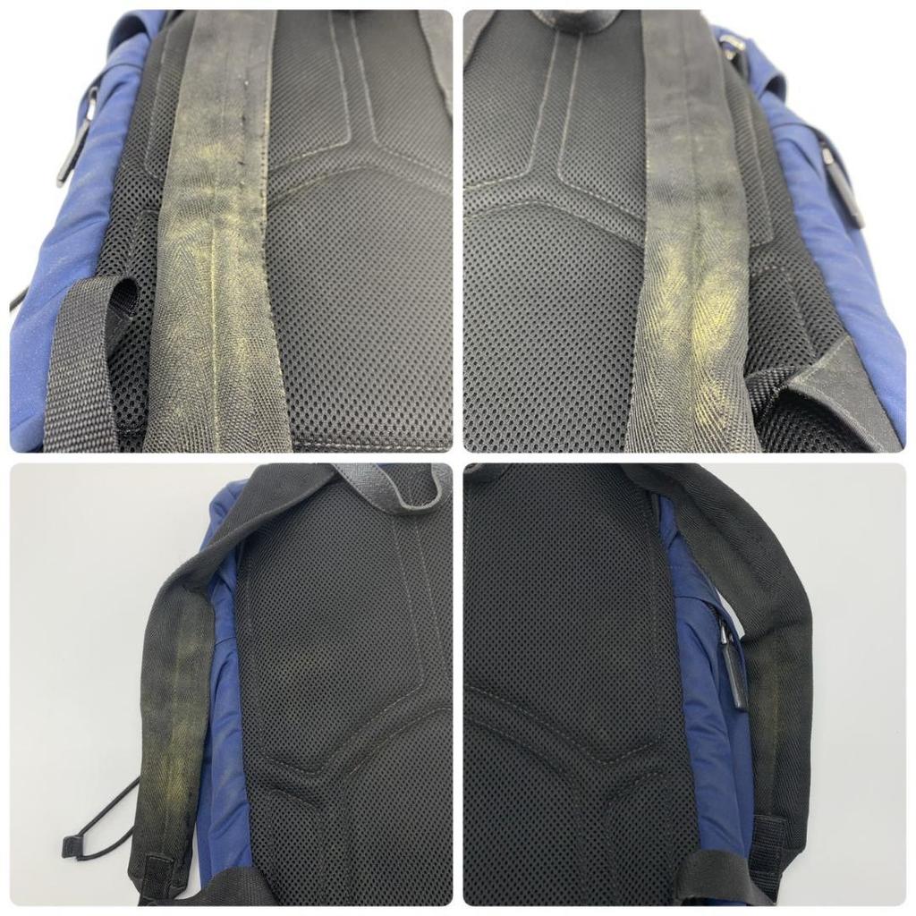 Prada 2VZ135 Stoff Rucksack Reisetasche mit Dreieckslogo Plakette Marine Schwarz Weiß Anhänger Inklusive Aufbewahrungsbeutel