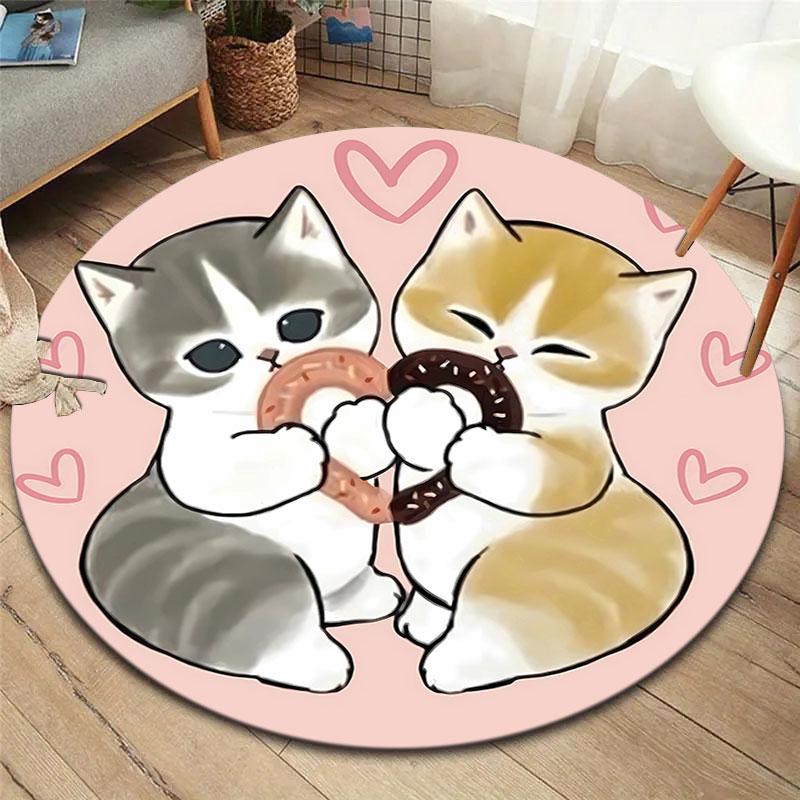 Mofusand Round Area Rug,Carpet Rug for Living Room Bedroom Sofa Playroom Decor,Non-slip Floor Mat