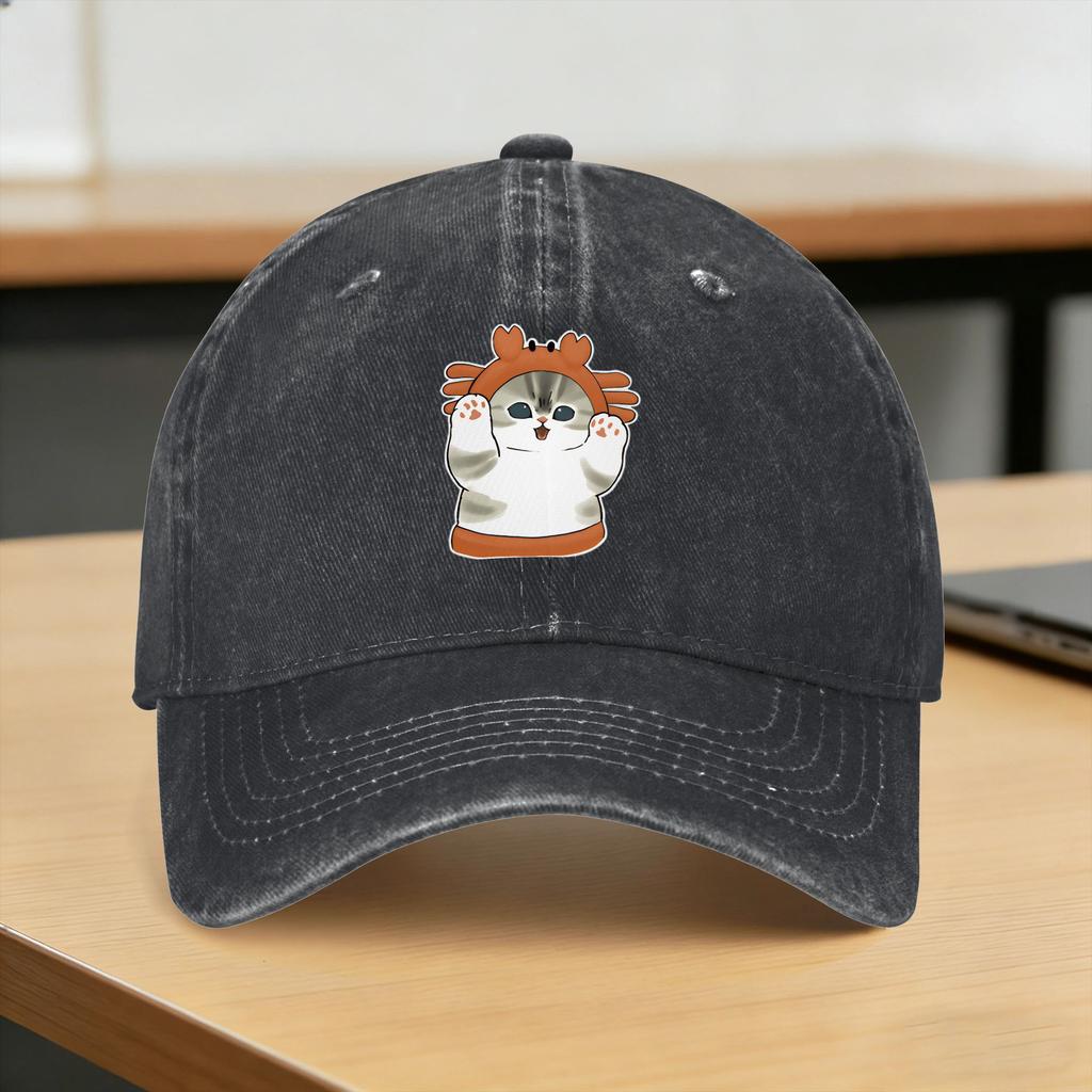 Sharks and kittens Baseball Cap Sun  Outdoor Gym SunProof Washed Trucker Hat FeUnisex Unisex Casual Print Snapback Cap