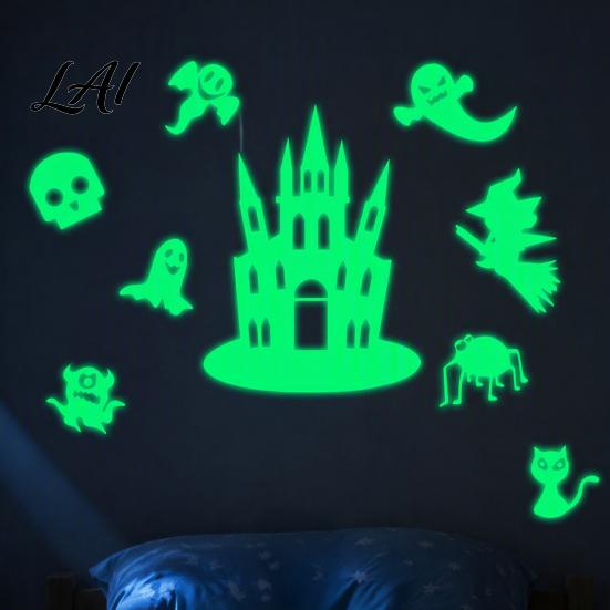 Night Glowing Party Supplies Halloween Glow In The Dark Wall Stickers Luminous Decals with Ghost Spooky Decorations for Home Castle Pumpkin