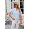 Summer Women's Shirt Solid Color V-neck Short-sleeved Shirt Loose Casual Chiffon Shirt