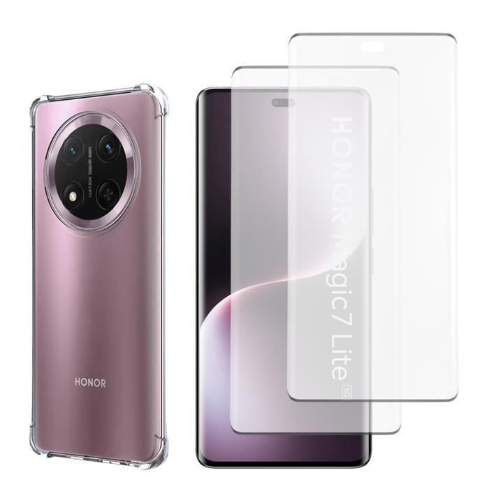 Shockproof Case - Phonillico® - Honor Magic 7 Lite 5G - Flexible - Transparent - 2 Tempered Glass