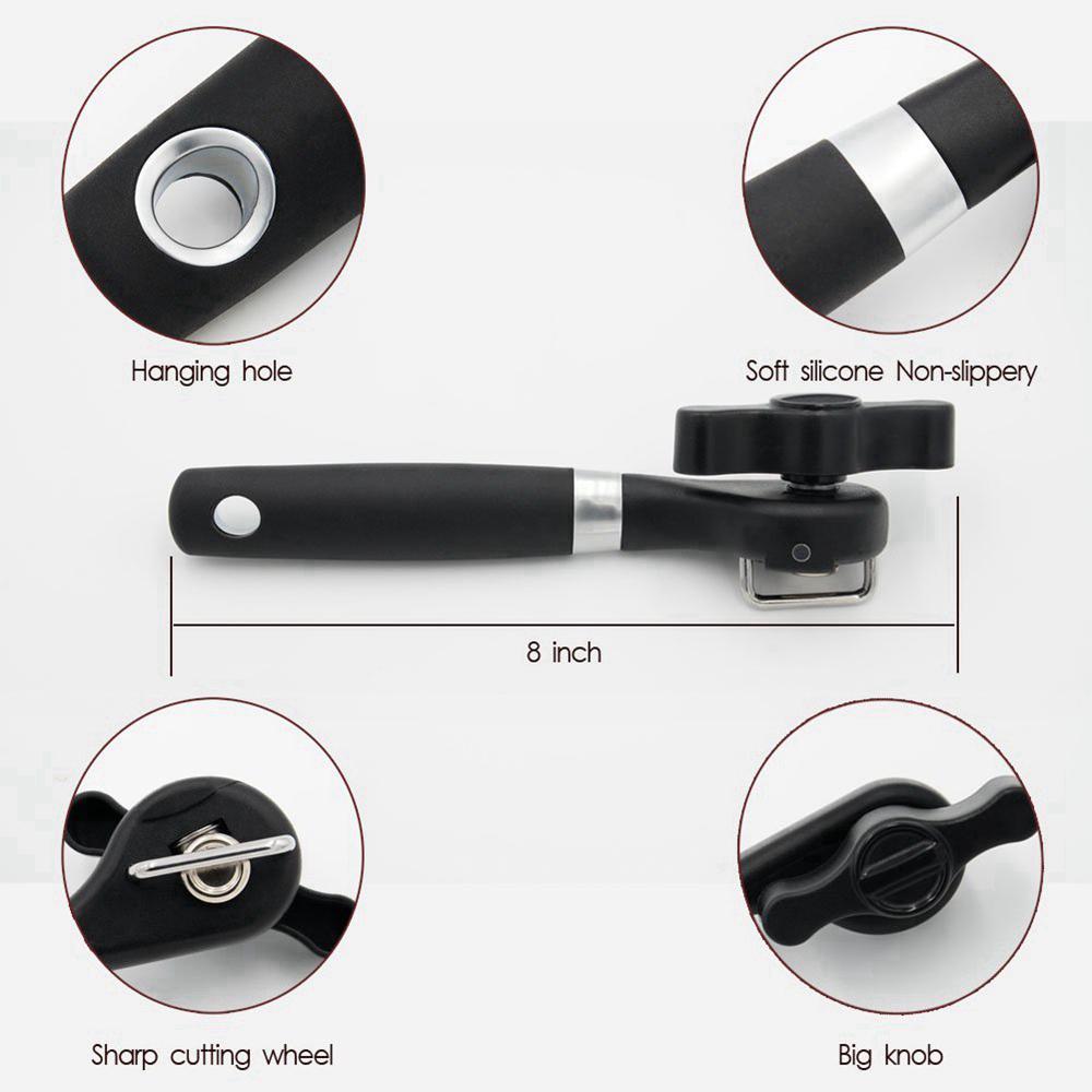 Stainless Steel Manual Can Opener Professional Effortless Openers With Turn Knob Side Cut Can Opener Kitchen Useful Cans Tools