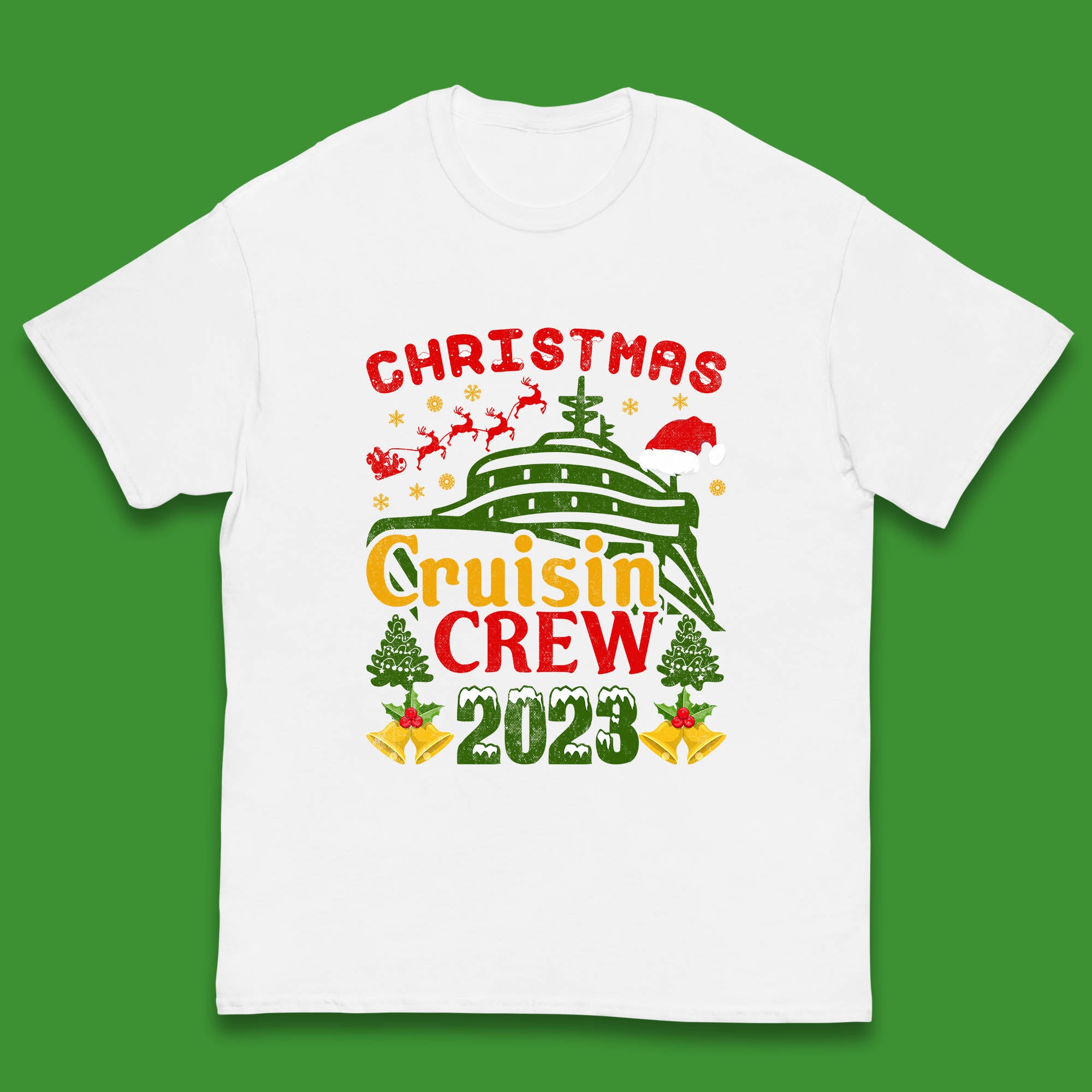 Christmas Cruisin Crew 2023 Xmas Cruise Vacation Cruising Squad Kids T Shirt 160