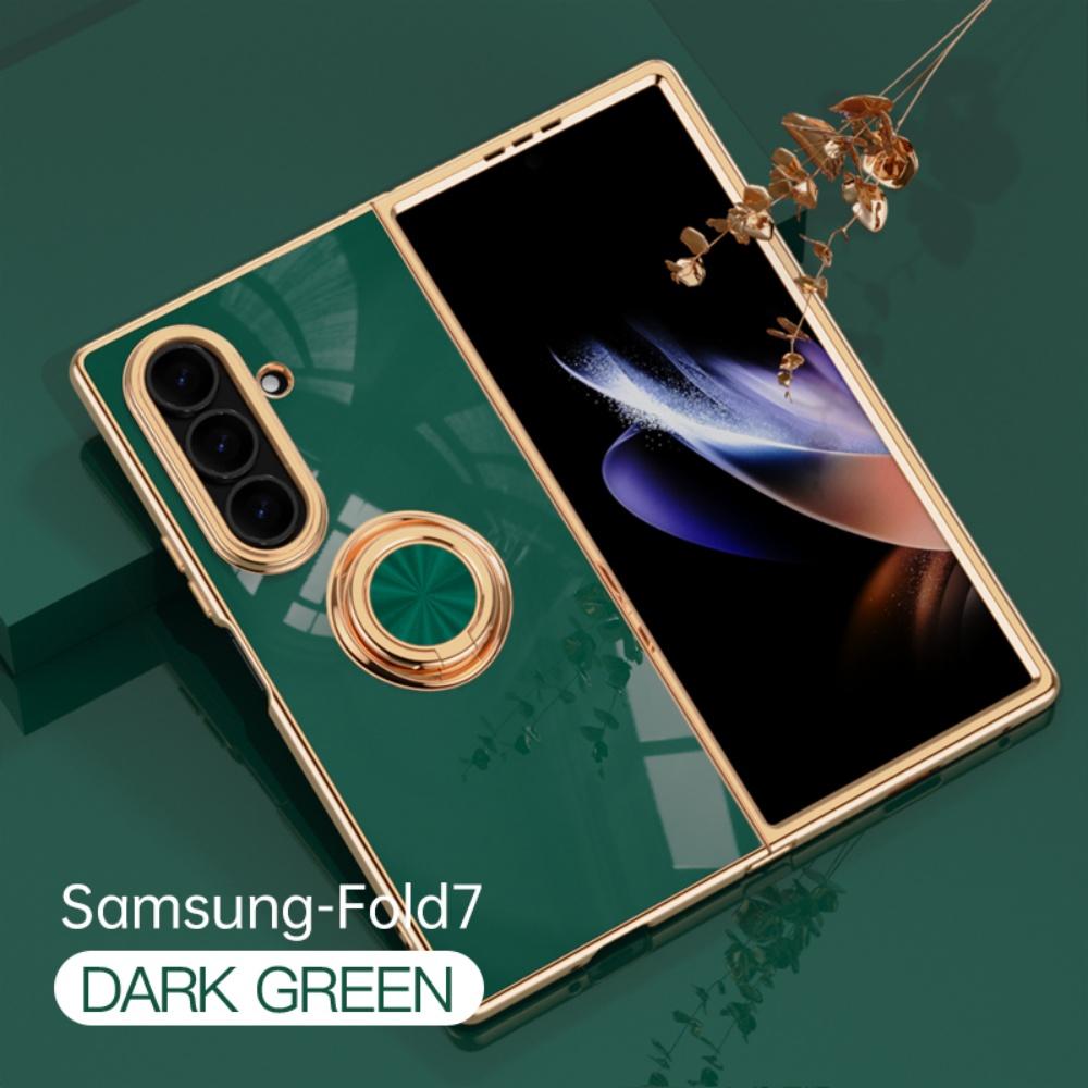 Luxury Car Magnetic Ring Bracket Phone Case For Samsung Galaxy Z Fold 7 6 5 4 Soft TPU Plating Shockproof Protective Cover Funda