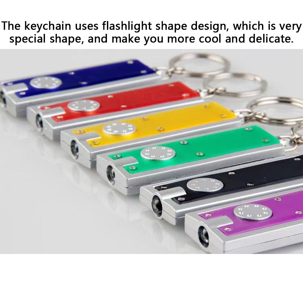 Flashlight Keychain Small Square Keyring LED Light Pocket Key Holder Backpack Handbag Lamp Fashion Gift for Women Men