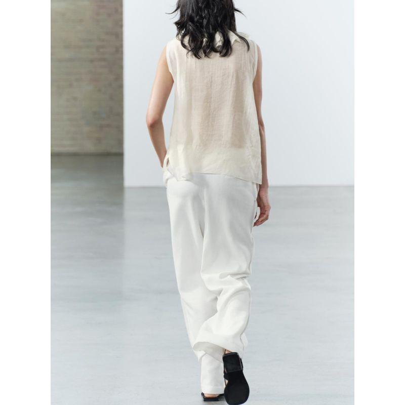 Za2024 Summer New Product Women's Clothes V Neck Sleeveless Shoelace Laminated Decoration Ruffle Top 3324505 712