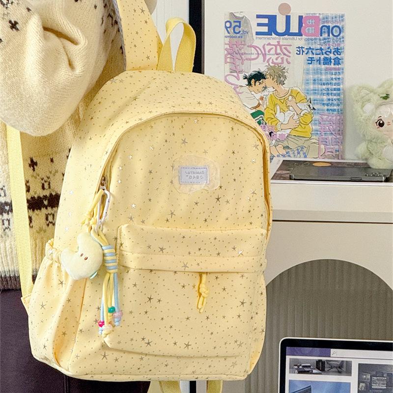 Schoolbag New School Bag Women's Large Capacity Backpack Junior High School High School Students Full of Stars Fashion Lightweight Casual Backpack