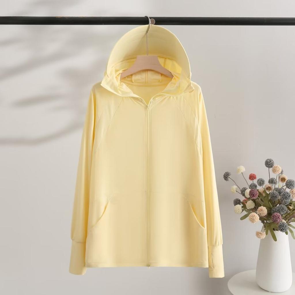 Damen Kapuzen-Langarm-Sonnenschutzkleidung Lockere Passform Lässiger Sommer-Mantel