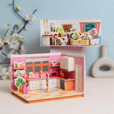 Handmade 3D Paper Puzzle House for Kids - Educational Toy for Girls