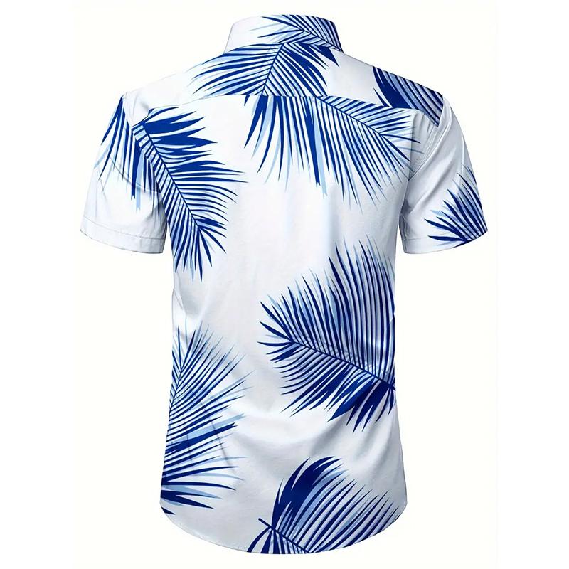 Summer Men Short Sleeve 3D Digital Print Hawaii Shirt Men Casual Lapel Button Shirt Tops