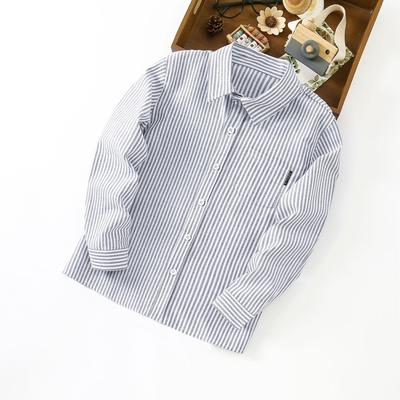 Boys' Unisex Multi-Color Striped Long-Sleeve Shirt for Spring and Autumn