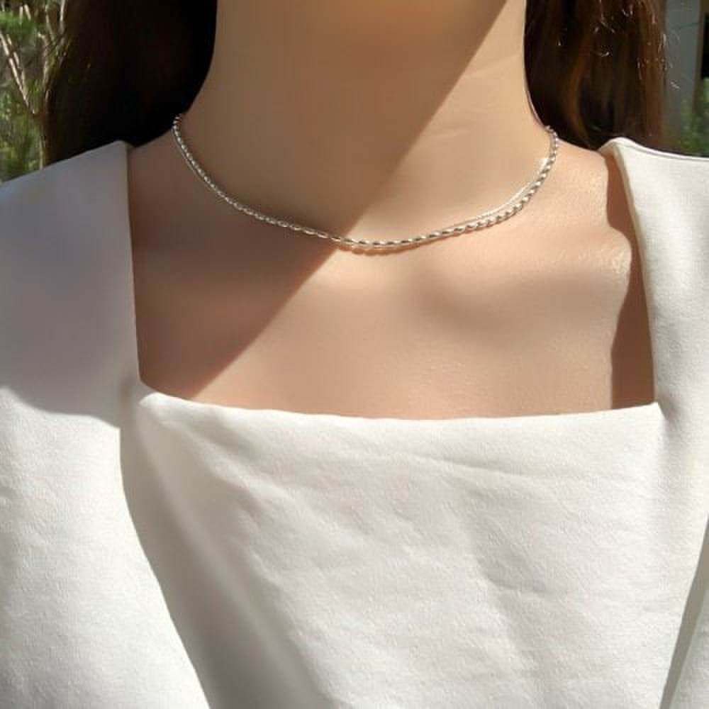 92.5 Silver Oval Silver Ball Chain 40cm Necklace