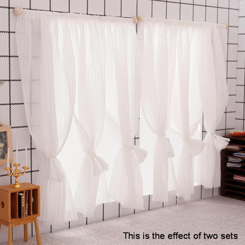 1 Piece Bedroom Living Room Furniture Decoration 1:12 Dollhouse Miniature Curtain White Chiffon Door Curtain Window Decor Model