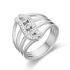 FYSARA New Trendy Waterproof Cubic Zirconia Stainless Steel Rings Retro Eye Style Finger Ring Chic Hollow Zircon for Women Gift