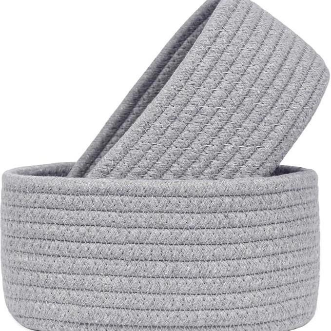 Cesto Portaoggetti Minimalista Moderno Con Design Intrecciato in Corda di Cotone Per Organizzazione Domestica e Uso Ufficio