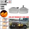 Fit For Jeep Wrangler TJ 97-06 Dynamic Amber LED Front Bumper Side Marker Lights White Parking Light Turn Signal Blinker Lamp